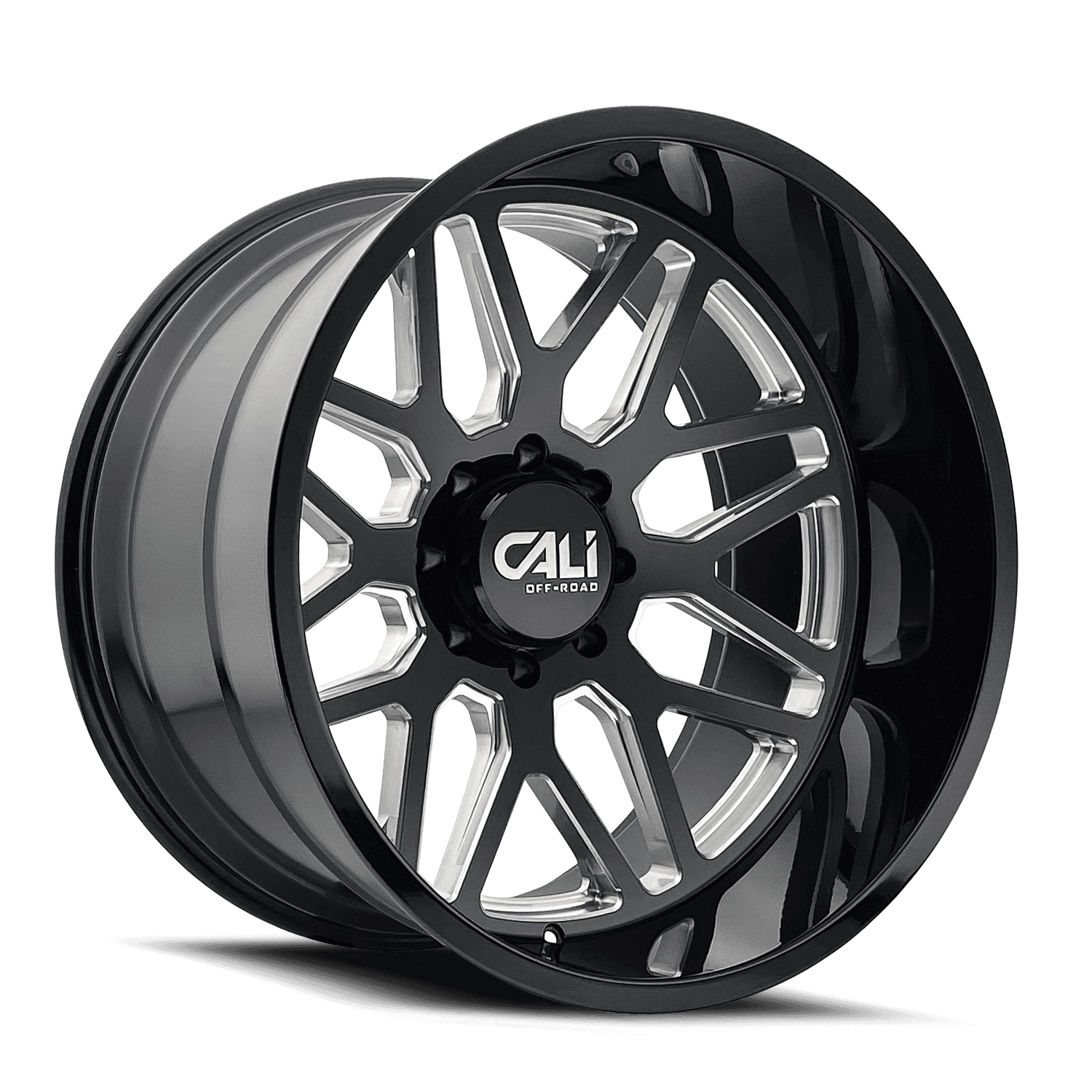Cast Aluminum Wheels Invader 9115 GB-M 22x12 Milled Gloss Black 8 On 165.1 Bolt Pattern -51 Offset Cali Offroad Wheels product image