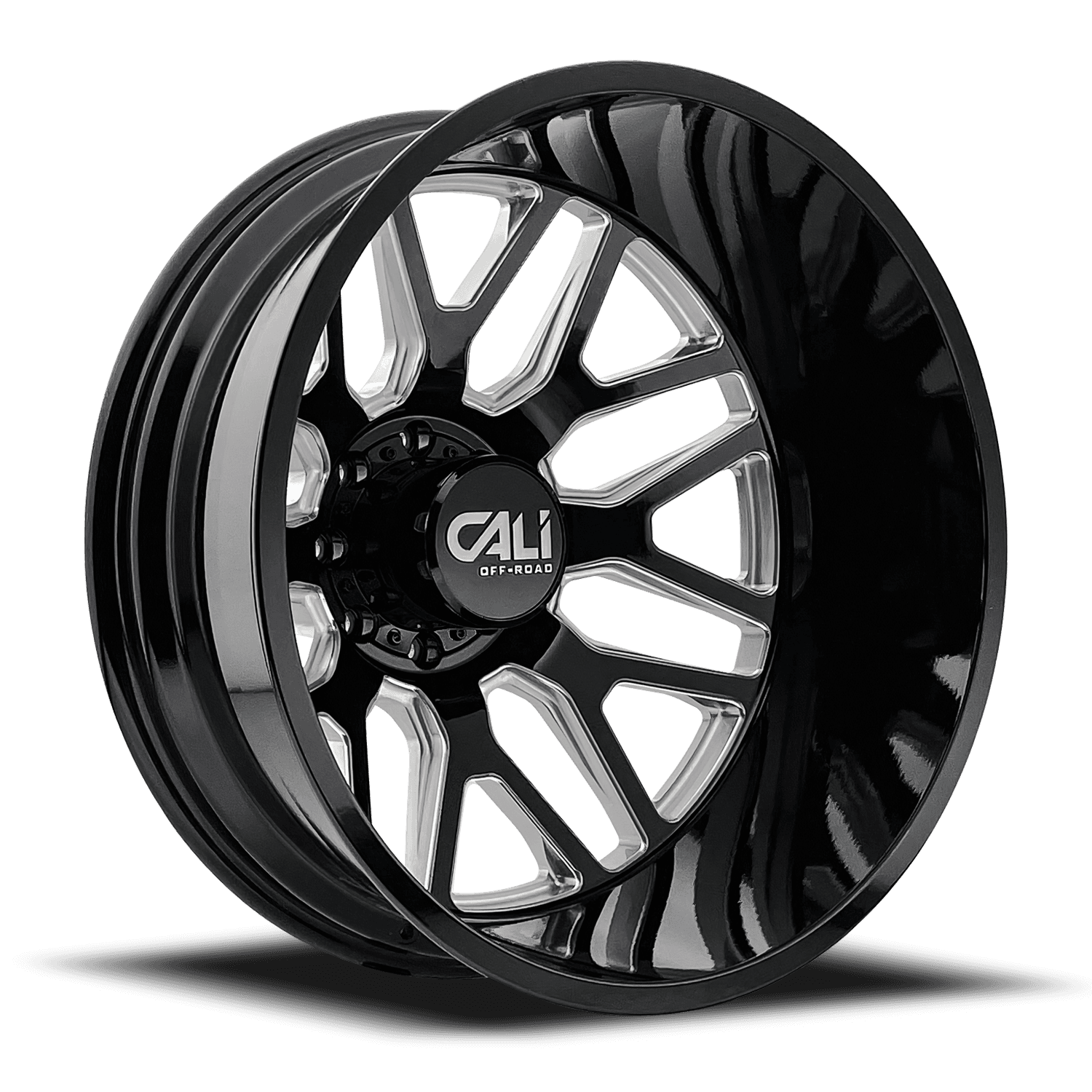 Dually Wheels Invader Dually 9115D GB-M 22x8.25 Milled Spokes Gloss Black 8 On 200 Bolt Pattern -192 Offset Cali Offroad Wheels product image