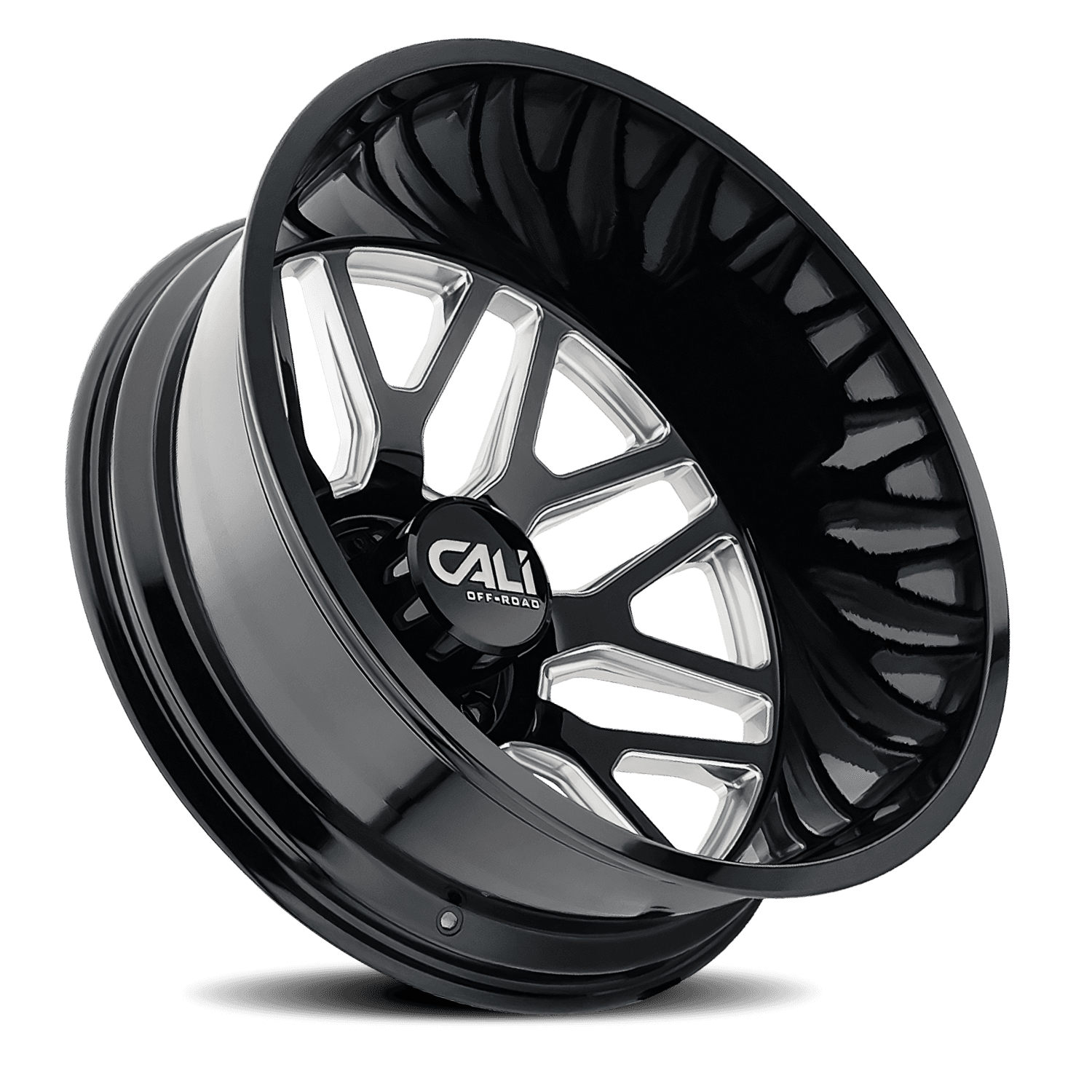 Dually Wheels Invader Dually 9115D GB-M 22x8.25 Milled Spokes Gloss Black 8 On 200 Bolt Pattern -192 Offset Cali Offroad Wheels product image