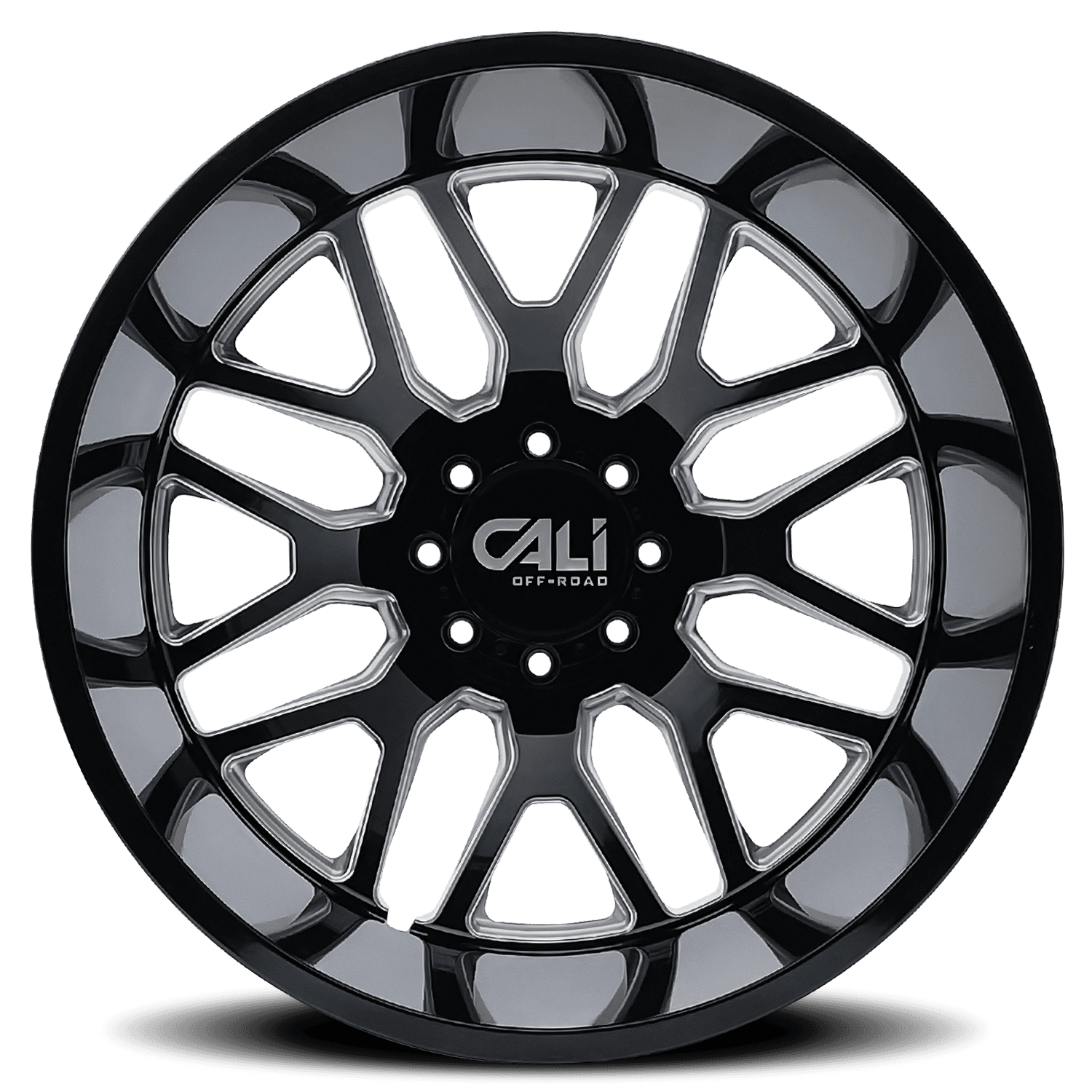 Dually Wheels Invader Dually 9115D GB-M 22x8.25 Milled Spokes Gloss Black 8 On 200 Bolt Pattern -192 Offset Cali Offroad Wheels product image