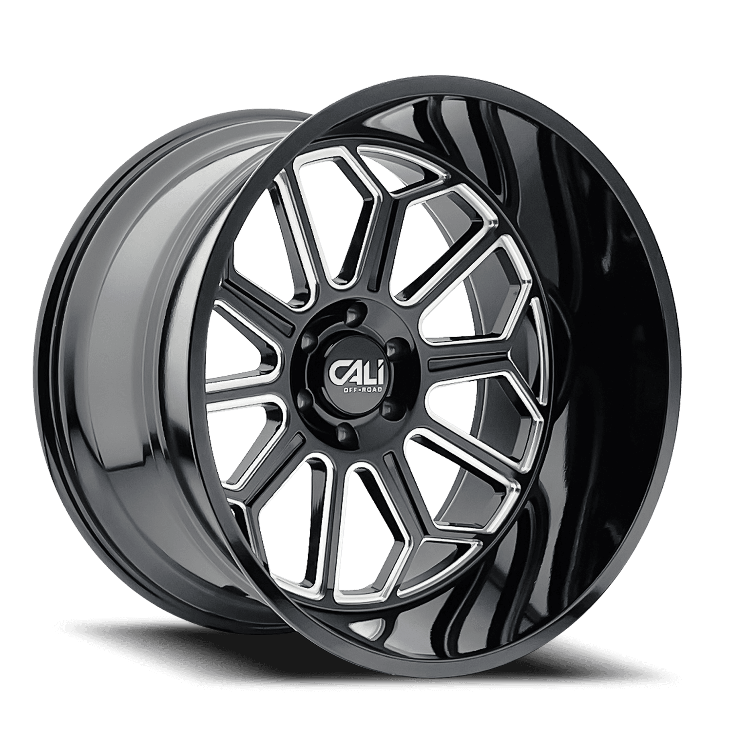 Cast Aluminum Wheels Auburn 9117 BM 24x14 Milled Gloss Black 8 On 170 Bolt Pattern -76 Offset Cali Offroad Wheels product image