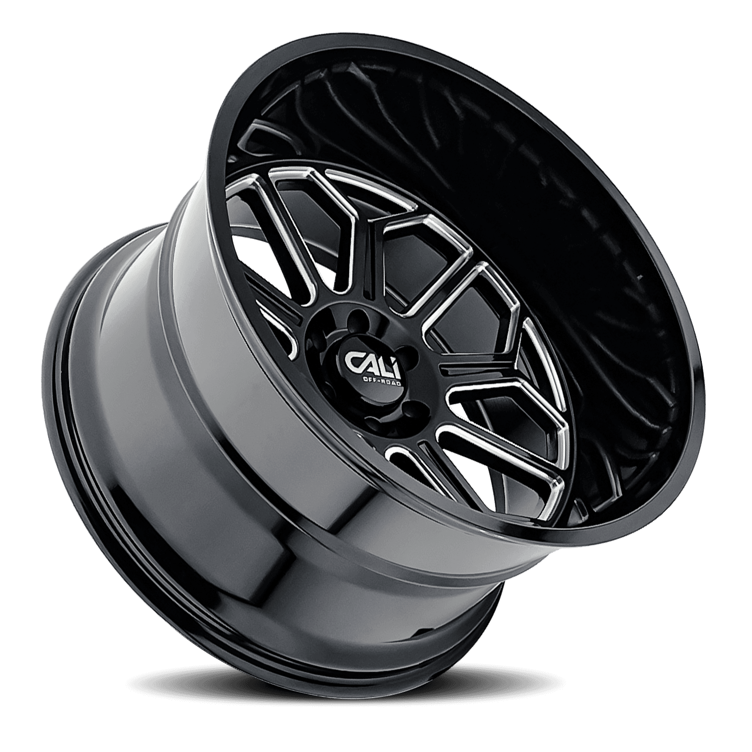 Cast Aluminum Wheels Auburn 9117 BM 24x14 Milled Gloss Black 8 On 170 Bolt Pattern -76 Offset Cali Offroad Wheels product image