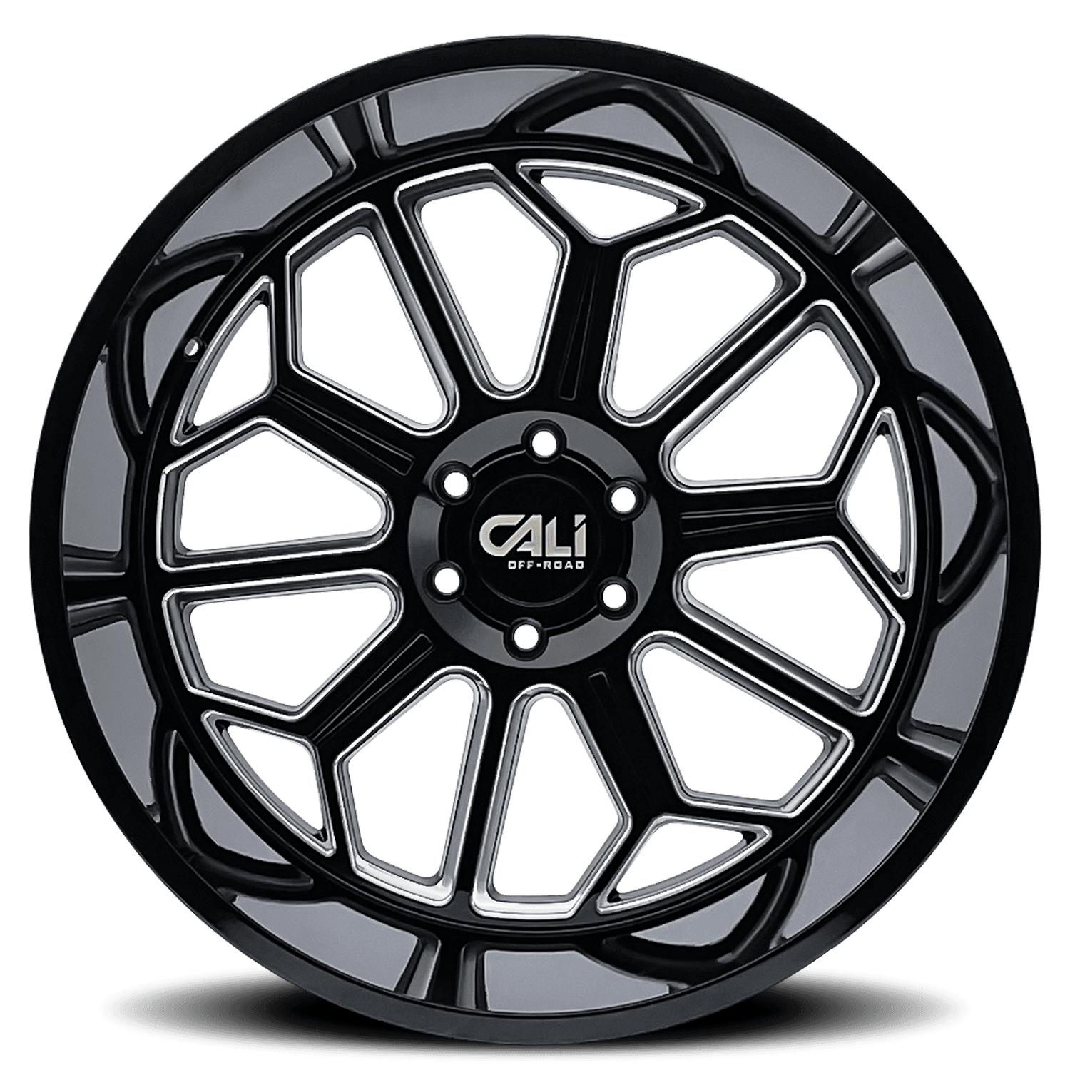 Cast Aluminum Wheels Auburn 9117 BM 24x14 Milled Gloss Black 8 On 170 Bolt Pattern -76 Offset Cali Offroad Wheels product image