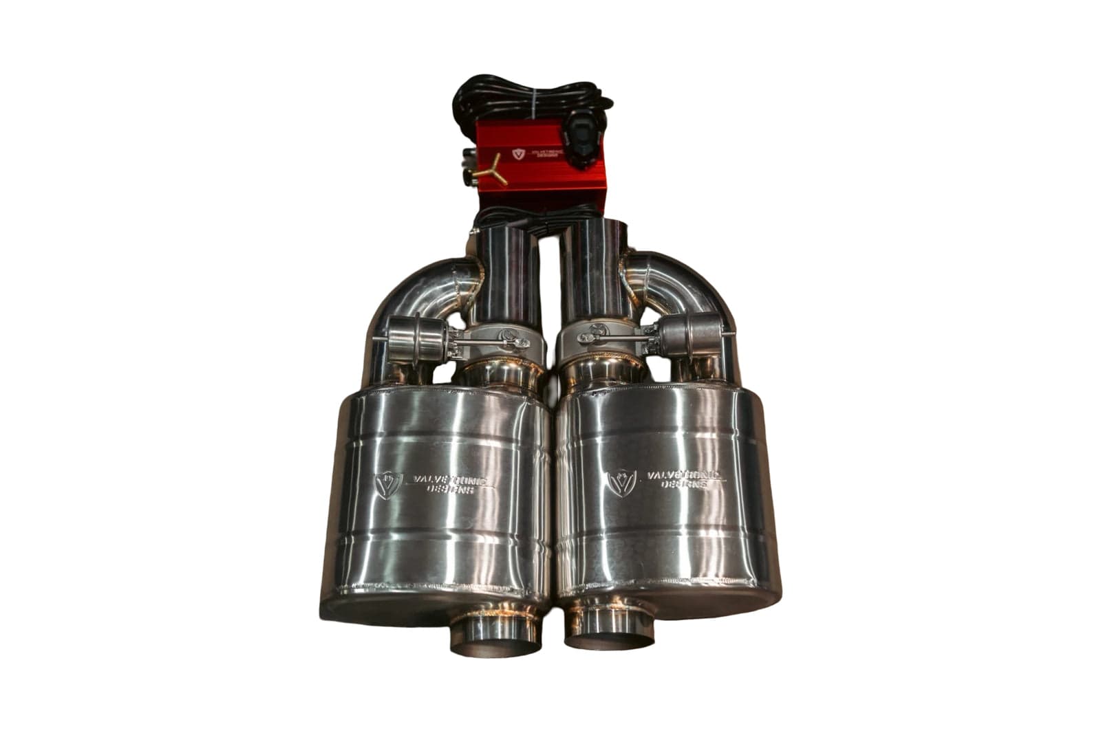 Universal Muffler Kit, Single Inlet Single Outlet, 76MM 3.0 Inch 2 Mufflers Valvetronic Designs product image