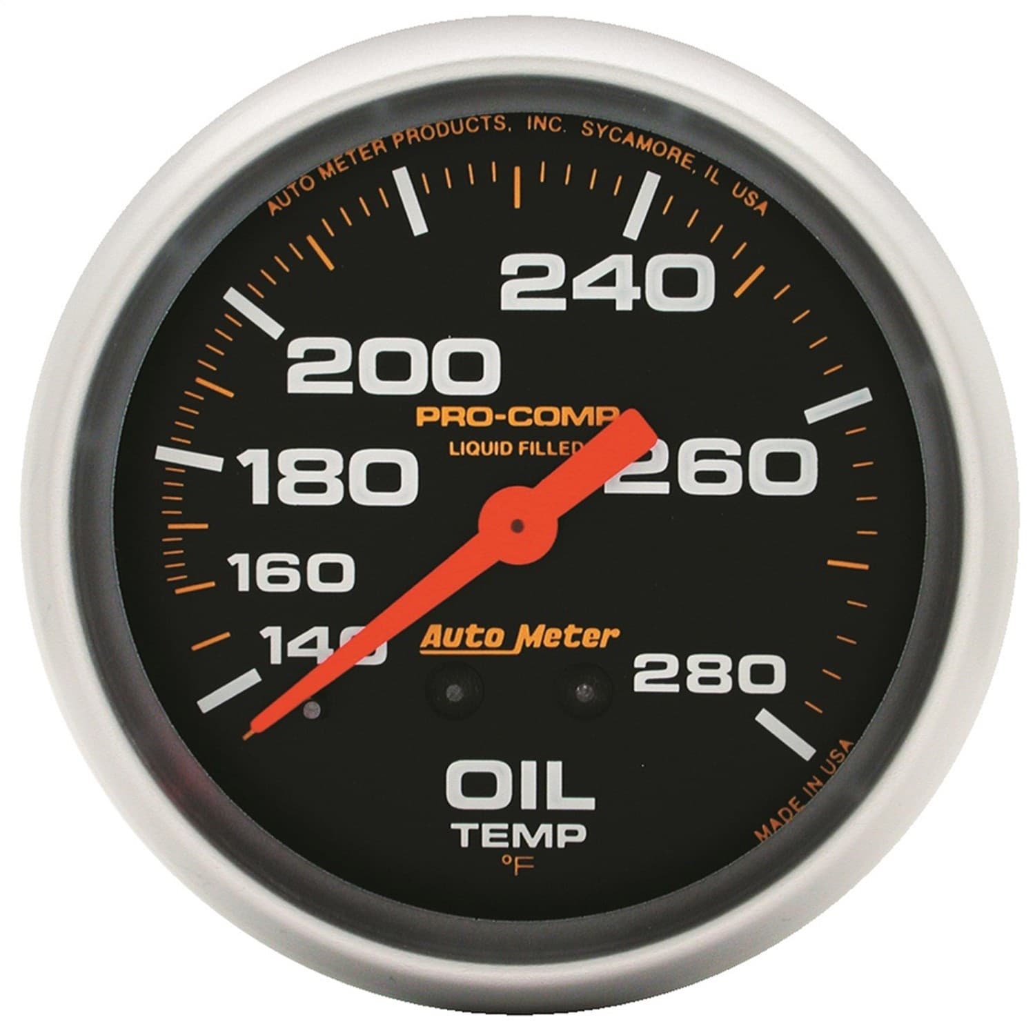 Gauge, Oil Temp, 2 5/8", 140-280?F, Liquid Filled Mech, Pro-Comp product image