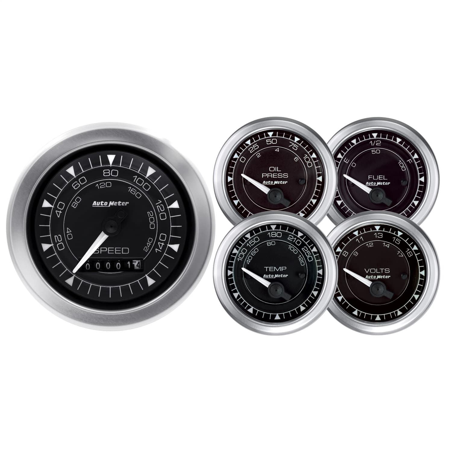 5 Pc. Gauge Kit, 3-3/8 In. & 2-1/16 In., Elec. Speedometer, Chrono product image