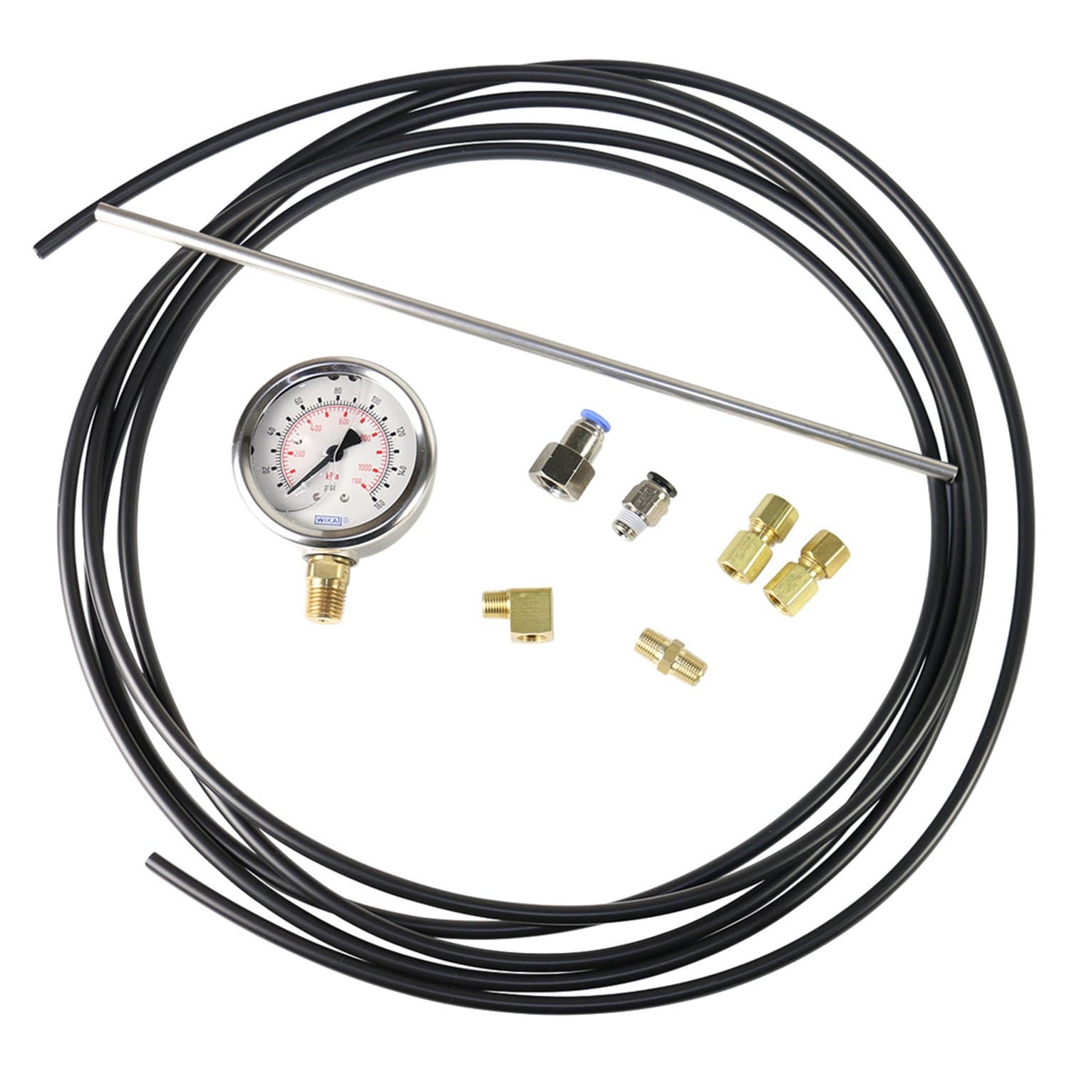 Back Pressure Gauge Kit; 160 PSI; Liquid Filled; For Butterfly Style Exhaust Brakes; Incl. Gauge/Hose/Fittings/Tubing; product image