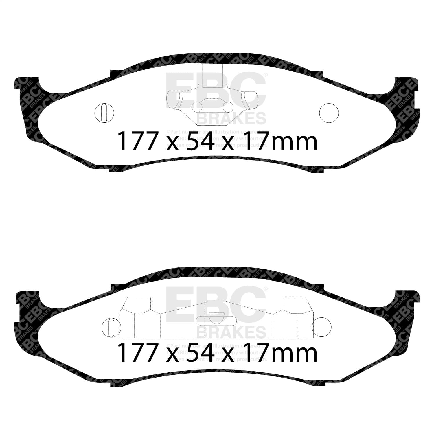 Yellowstuff Street And Track Brake Pads; FMSI Pad No. D712; Vented; 280mm Dia.; 78mm Height; 24mm Thick; 72.1mm Center Hole Dia.; Pad Dimensions: 177 x 54 x 17mm; product image