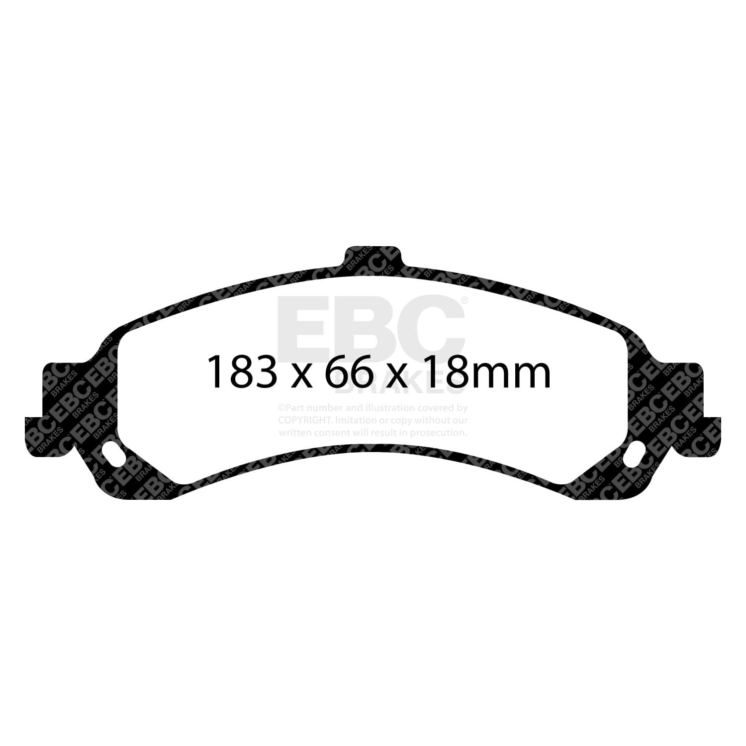 Truck/SUV Extra Duty Brake Pads; FMSI Pad No. D834; Vented; 330mm Dia.; 86mm Height; 29mm Thick; 117.1mm Center Hole Dia.; Pad Dimensions: 183 x 66 x 18mm; product image