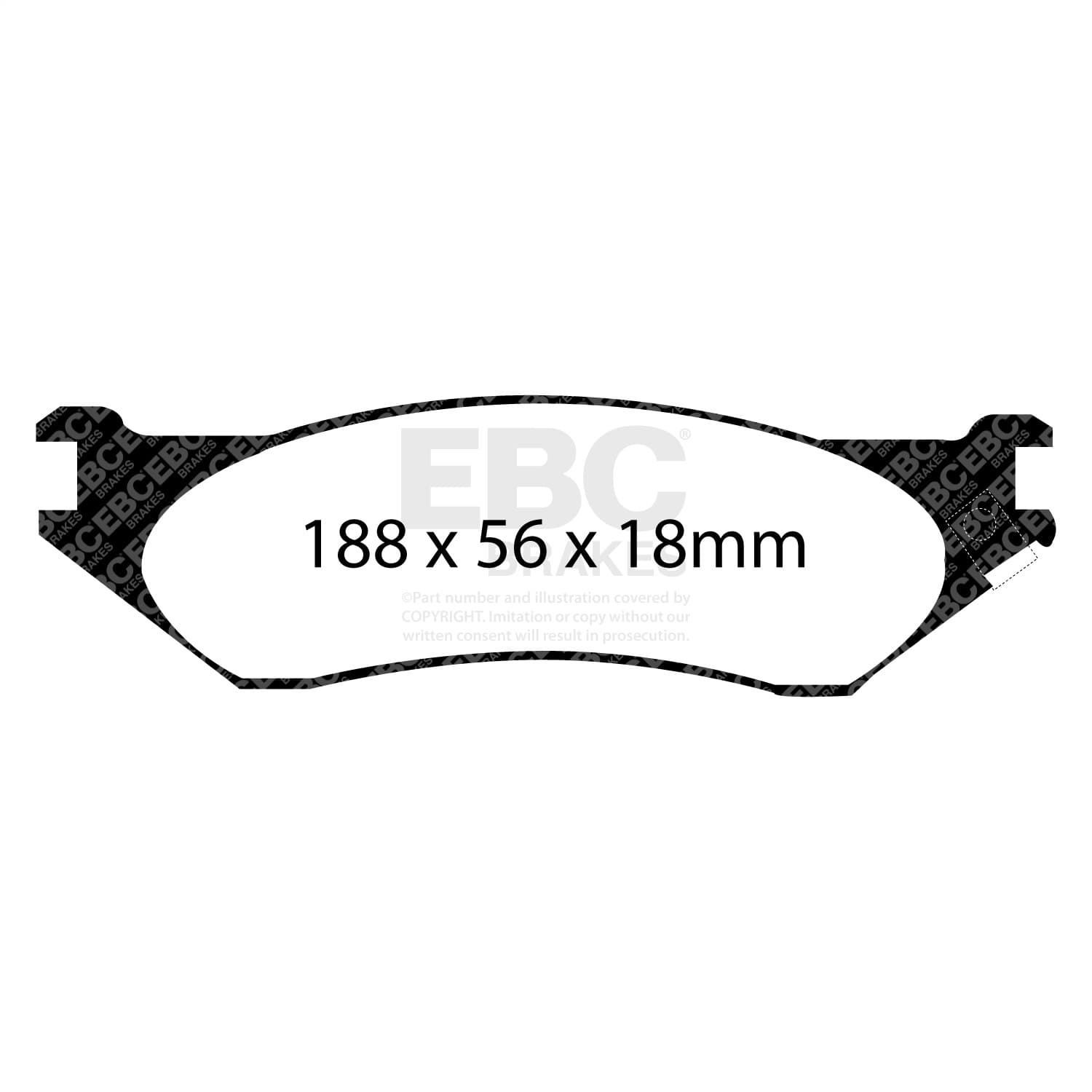 Truck/SUV Extra Duty Brake Pads; FMSI Pad No. D897; Vented; 336mm Dia.; 67mm Height; 28mm Thick; 78.5mm Center Hole Dia.; Pad Dimensions: 188 x 56 x 18mm; product image