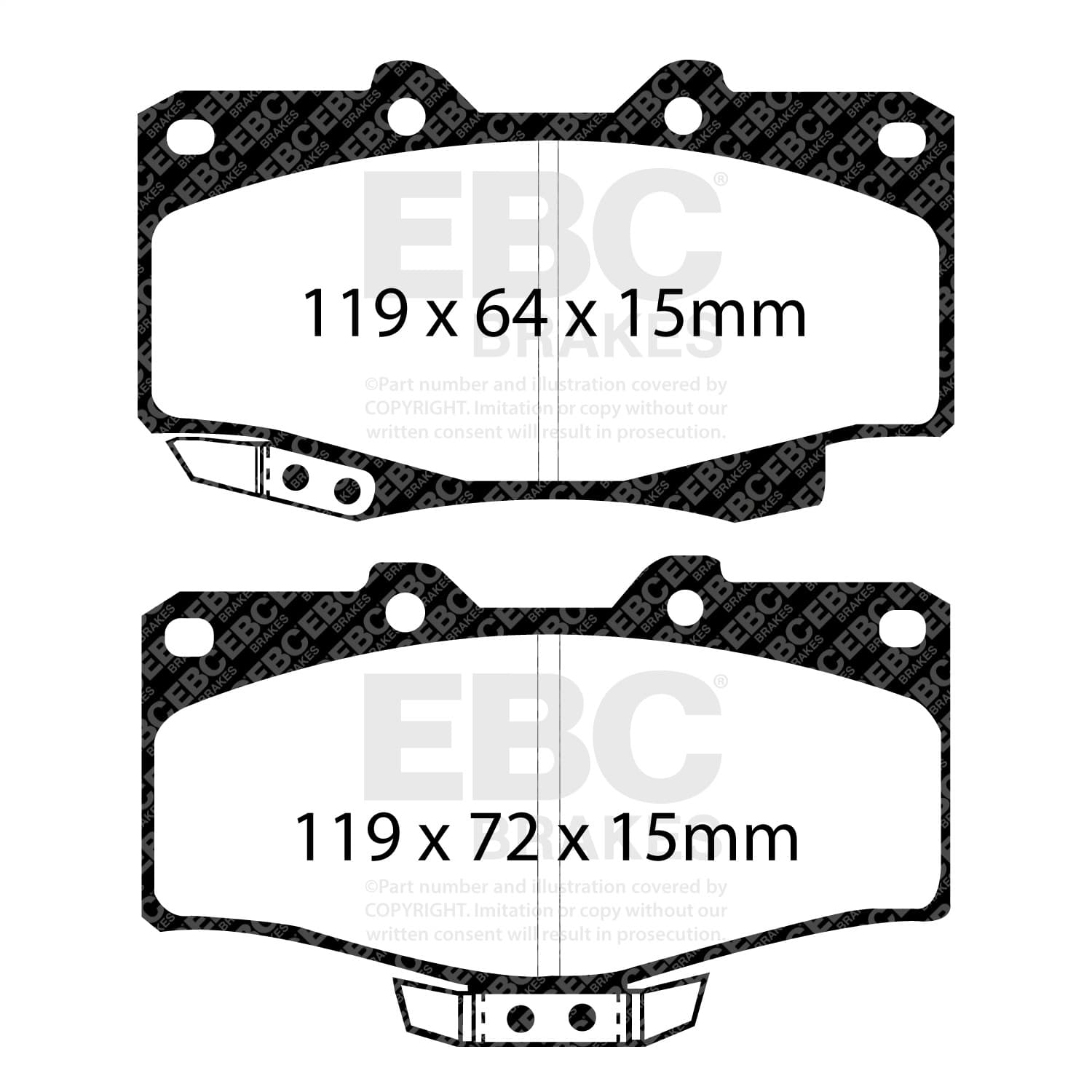 Truck/SUV Extra Duty Brake Pads; FMSI Pad No. D436; Pad Dimensions: 119 x 64 x 15mm; product image