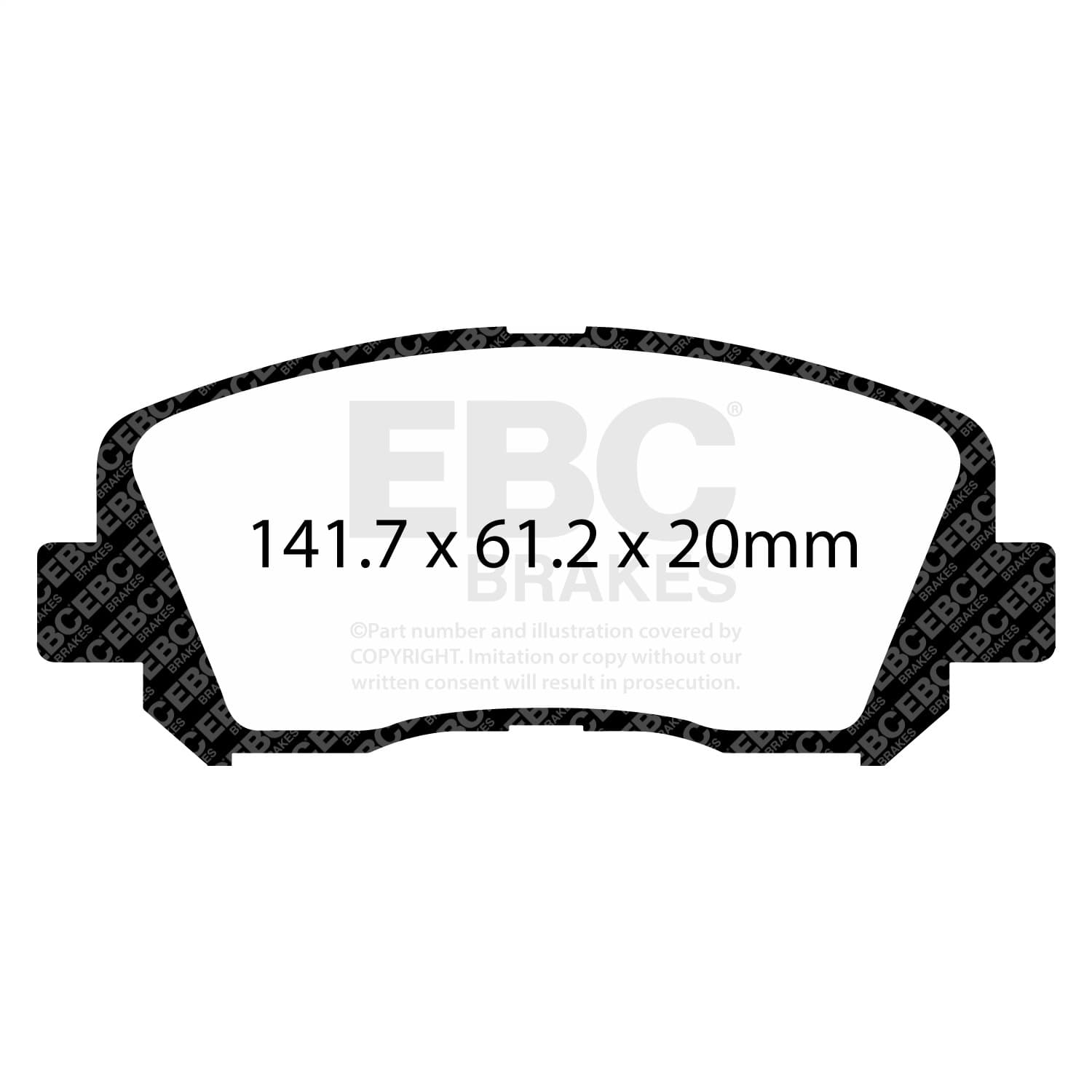 Ultimax OEM Replacement Brake Pads; FMSI Pad No. D1640; Vented; 330mm Dia.; 40mm Height; 28mm Thick; Pad Dimensions: 141.7 x 61.2 x 20mm; product image