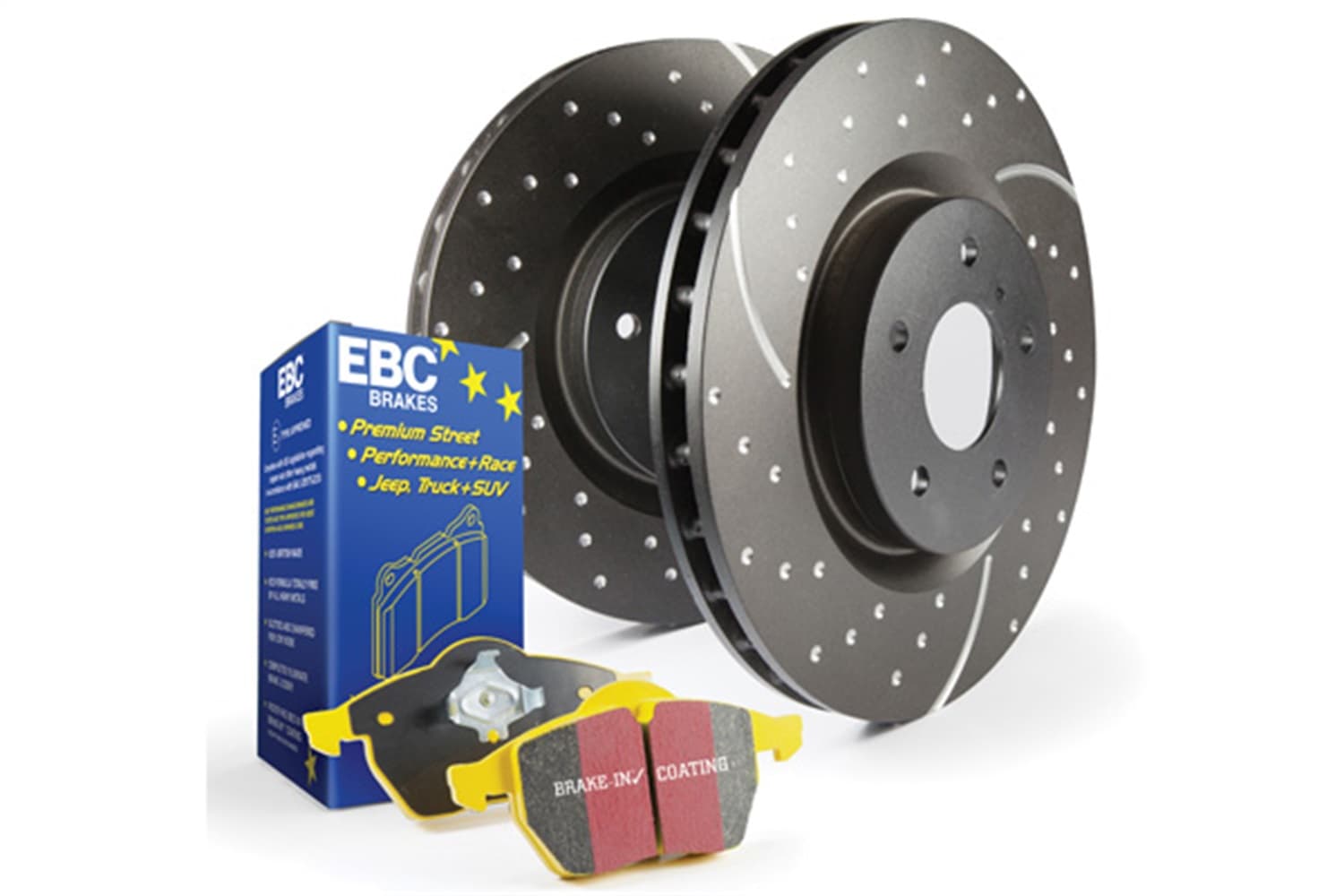 EBC Brakes S5 Kits Yellowstuff And GD Rotors; Rear; FMSI Pad No. D1692; Vented; 5 Bolt Holes; 325mm Dia.; 49mm Height; 25mm Thick;