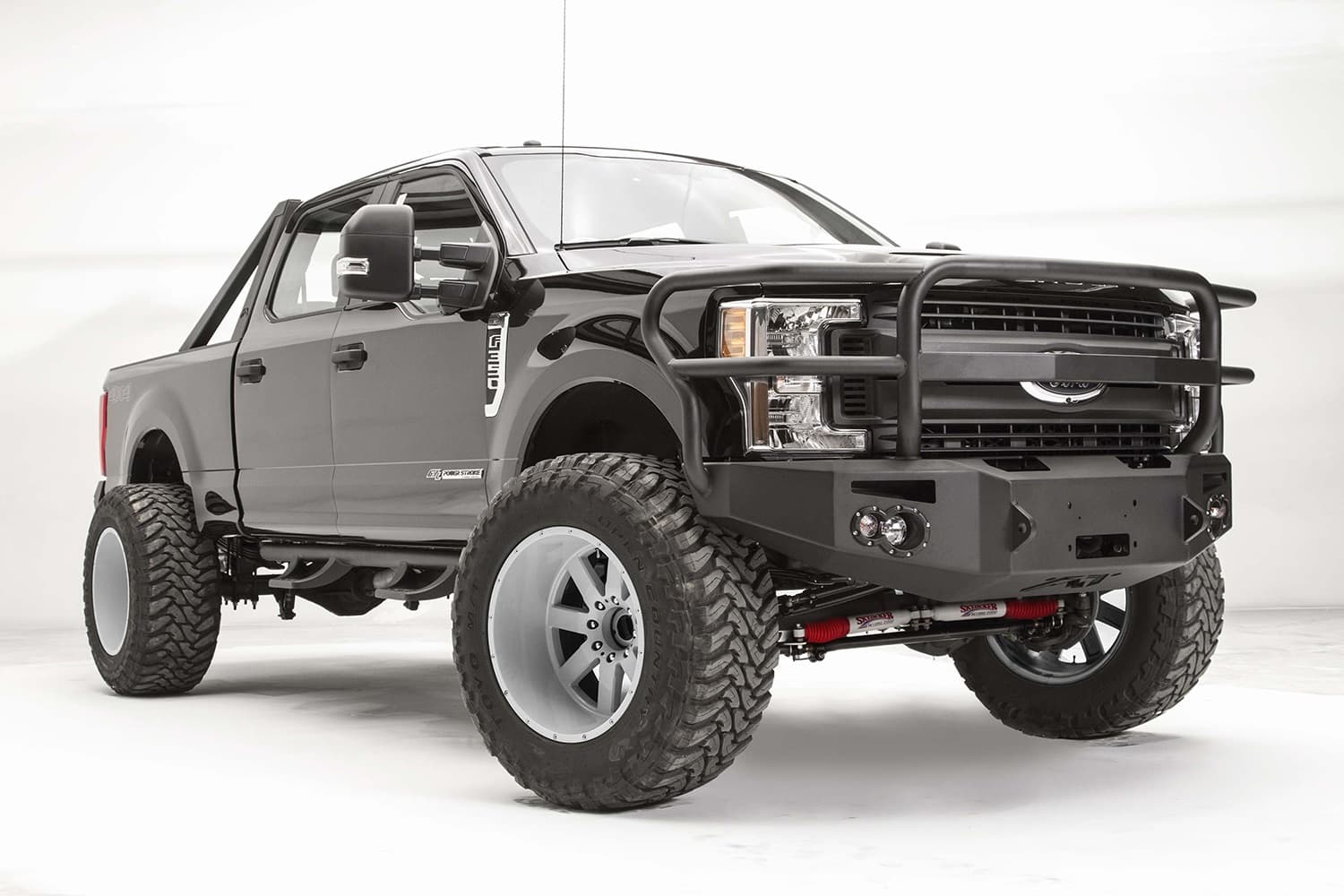 Premium Winch Front Bumper; 2 Stage Black Powder Coated; w/Full Grill Guard; product image