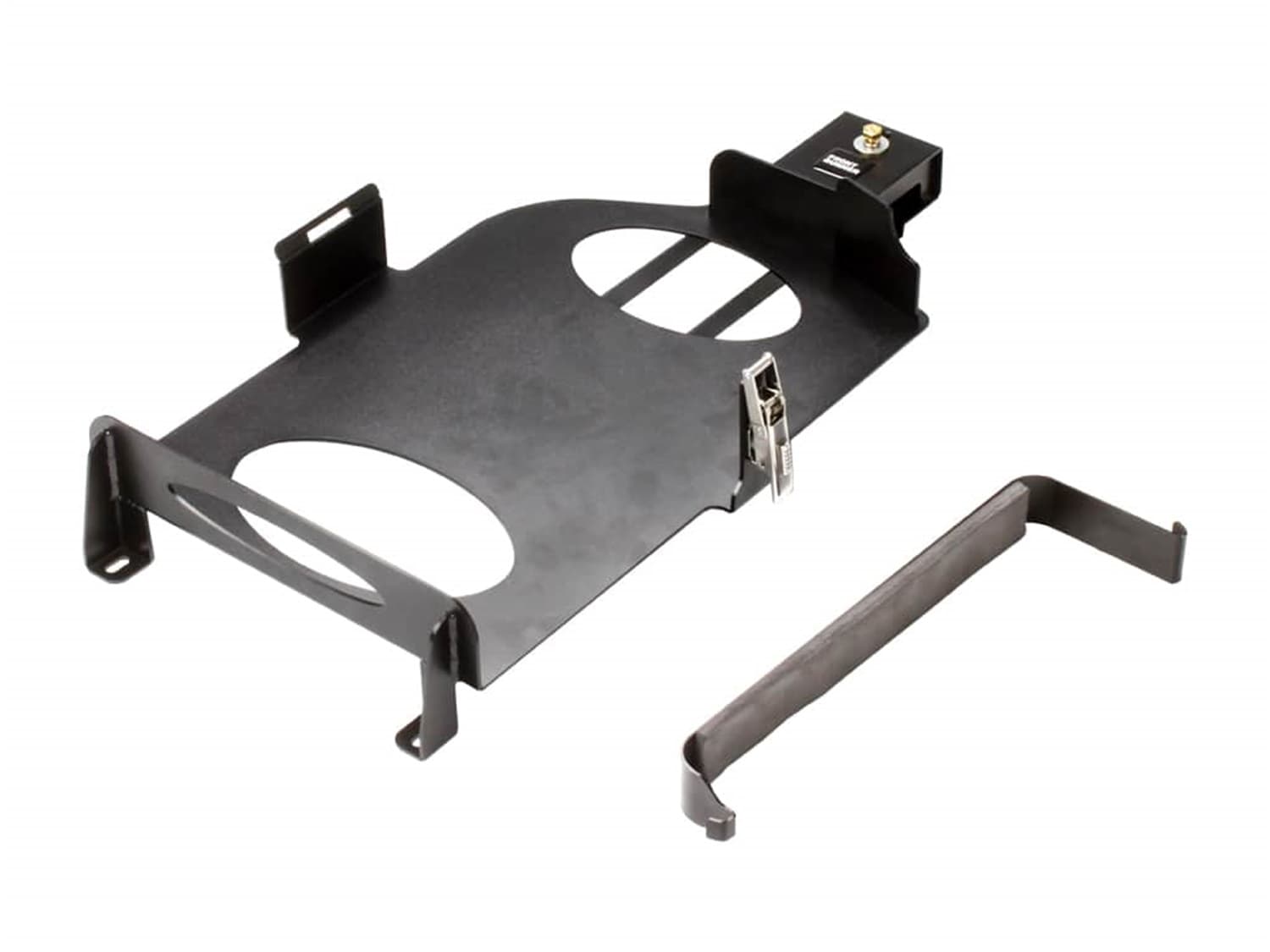 Front Runner Side Mount Jerry Can Holder; Incl. Installation Hardware; Fitting Instruction; Black Powder-Coated; High Strength Steel; 9.1 in. L x 15.2 in. W x 28 in. H;