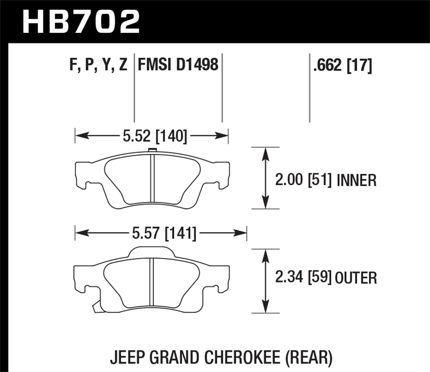 SuperDuty Disc Brake Pad; 0.662 Thickness; product image