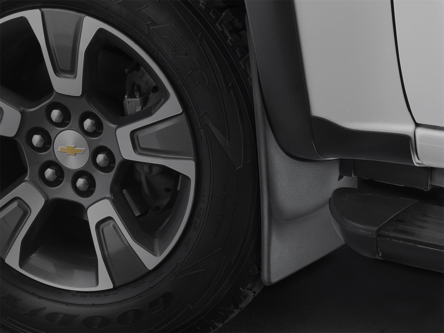 Black No Drill MudFlaps Chevrolet Colorado 2015 + With Fender Flares/Fender lip moulding product image