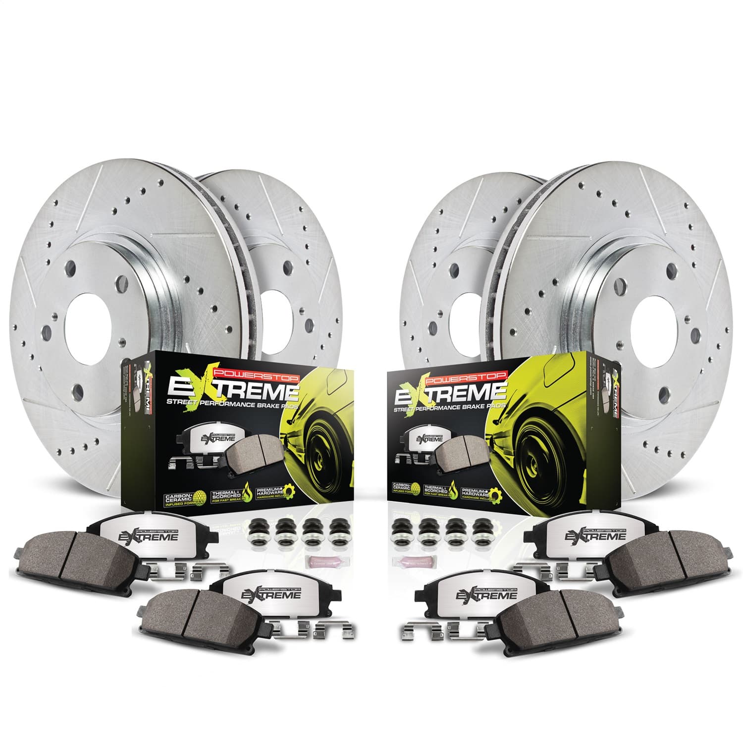 Z26 Street Warrior Upgrade Kit: Drilled/Slotted Rotors; Carbon-Fiber Ceramic Pads W/Hardware; Pad Sensors product image
