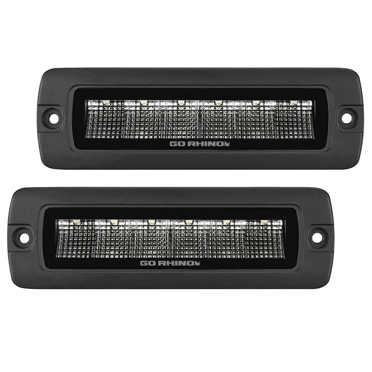 go Rhino 750300621fbf Blackout Series - Sixline 6-Led Flood Lights With Flush Mount, Pair