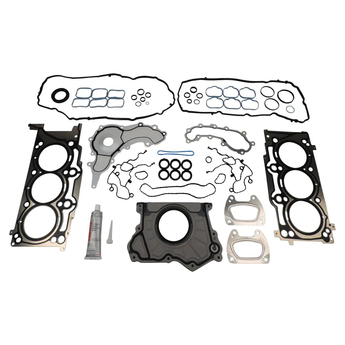 Engine Gasket Set; Left/Right; Upper/Lower; Silicone; Rubber; Steel; Aluminum;