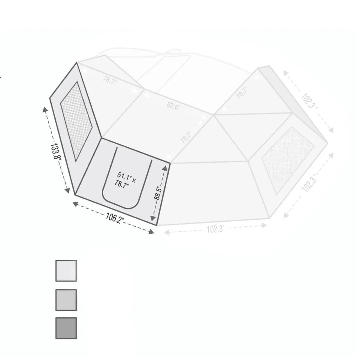 Overland Vehicle Systems Nomadic Awning 270 - Driver Side Wall 1 w/ Door - Dark Gray w/ Storage Bag