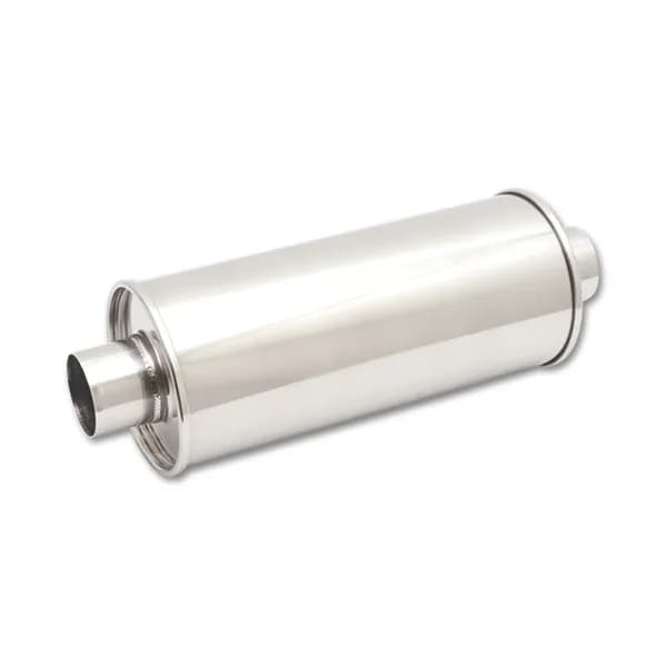STREETPOWER Round Muffler; Round; 2.5 in. Inlet ID; 2.5 in. Outlet ID; 14 in. Body L; 19 in. Overall L; 6 in. Muffler OD; Center/Center Location;
