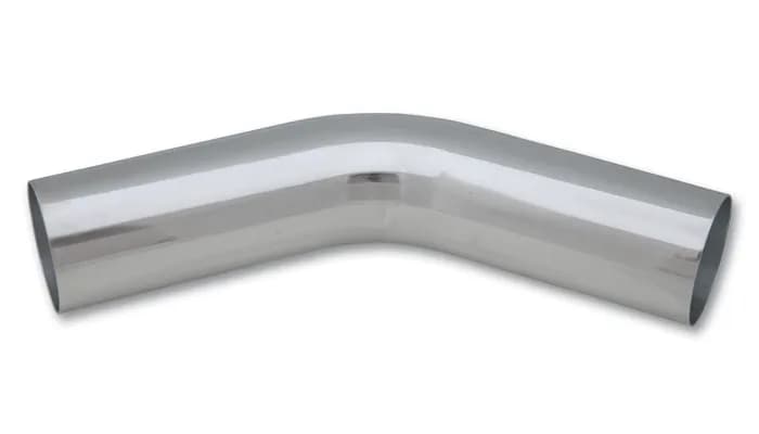 45 Degree Aluminum Bend; 3 in. OD; 4.5 in. Centerline Radius; 6 in. Leg Length From Targent; 1.5MM Wall Thickness; 6063 Aluminum; Polished;