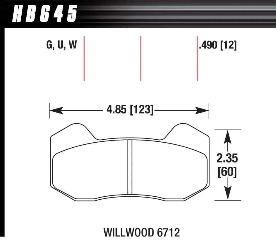 DTC-30 Disc Brake Pad; 0.490 Thickness; Fits Wilwood 6712;