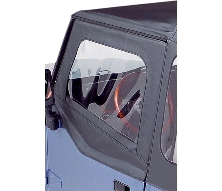 Square Upper Half Doors Rear Corner Jeep 1988-1995 Wrangler YJ Fits original factory hardware or Replace-A-Top Black Crush Bestop