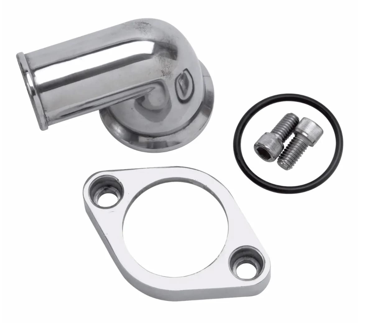 Edelbrock 4818 Edelbrock 90 Deg. Polished Aluminum Waterneck for Chevy 4.3L V6 & Chevy V8