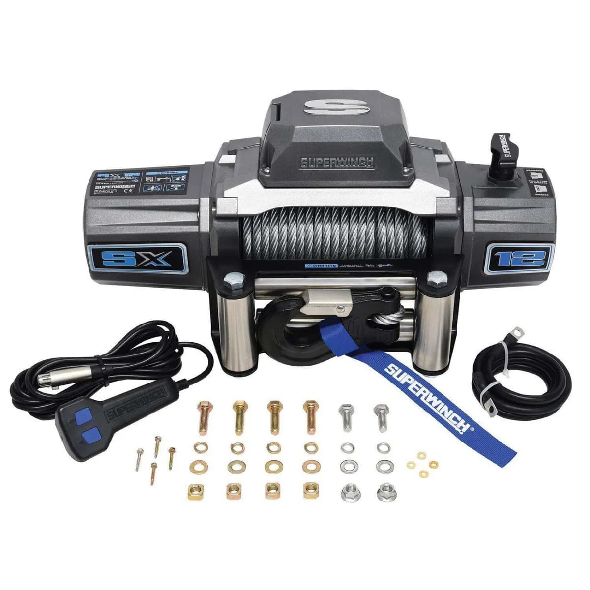 sx 12k Steel Cable Winch (Comes With Wired Remote)