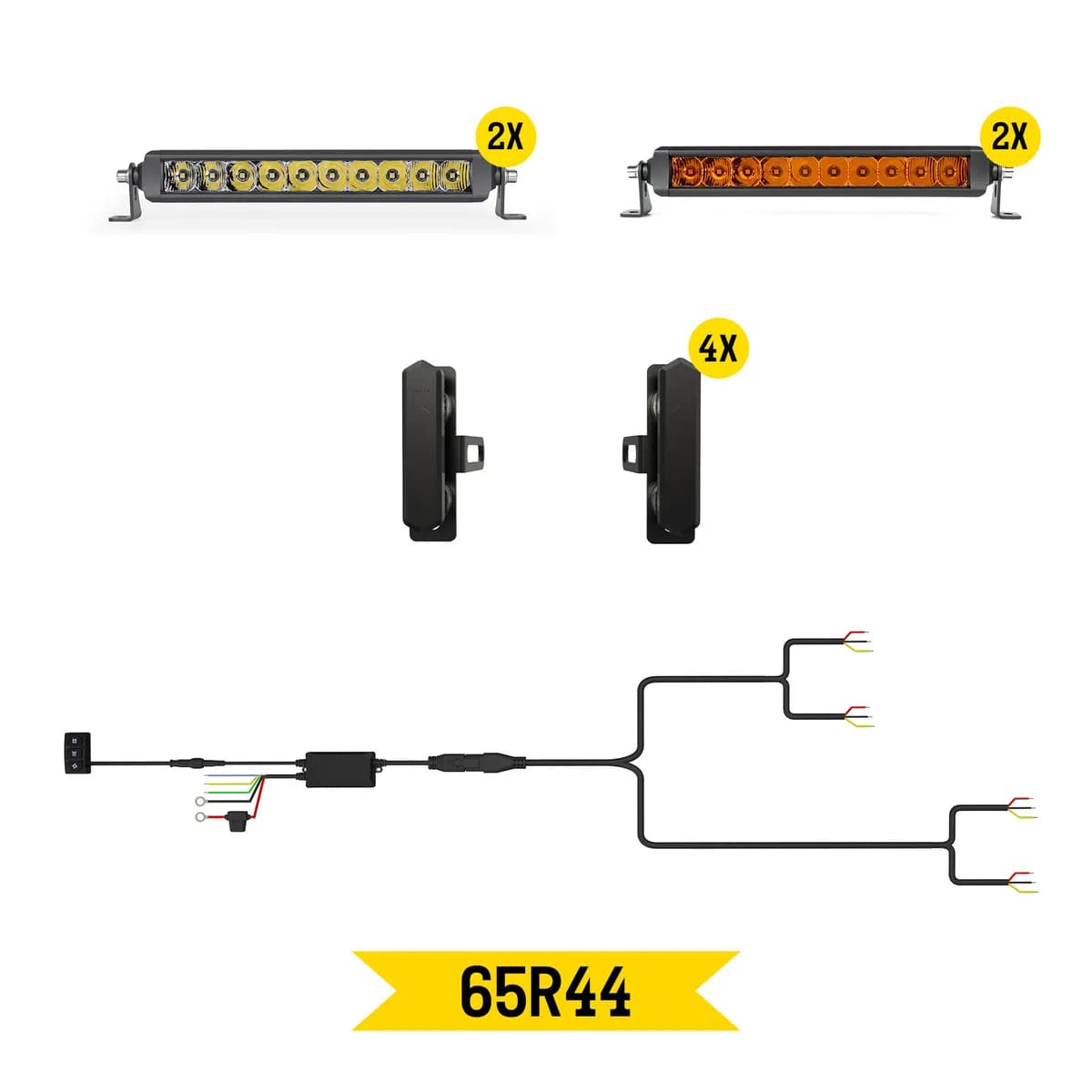 Honeycomb Style Grille Kit (4 Light Bars/Harness/Brackets) Black