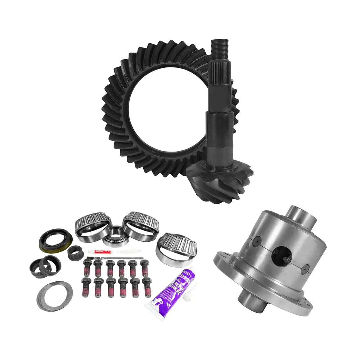 Yukon Gear and Axle 115in AAM 456 Ratio Rear Ring and Pinion Gear Set and Master Install Kit Package with 30 Spline Yukon Dura Grip Limited Slip Positraction with 4375in OD Inner Pinion Bearing GM and Chrysler Dodge Ram