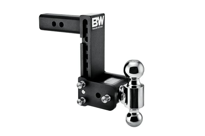 B&W Hitches Tow & Stow 2in Dual Ball Receiver Hitch, Black, 7in Drop-7.5in Rise
