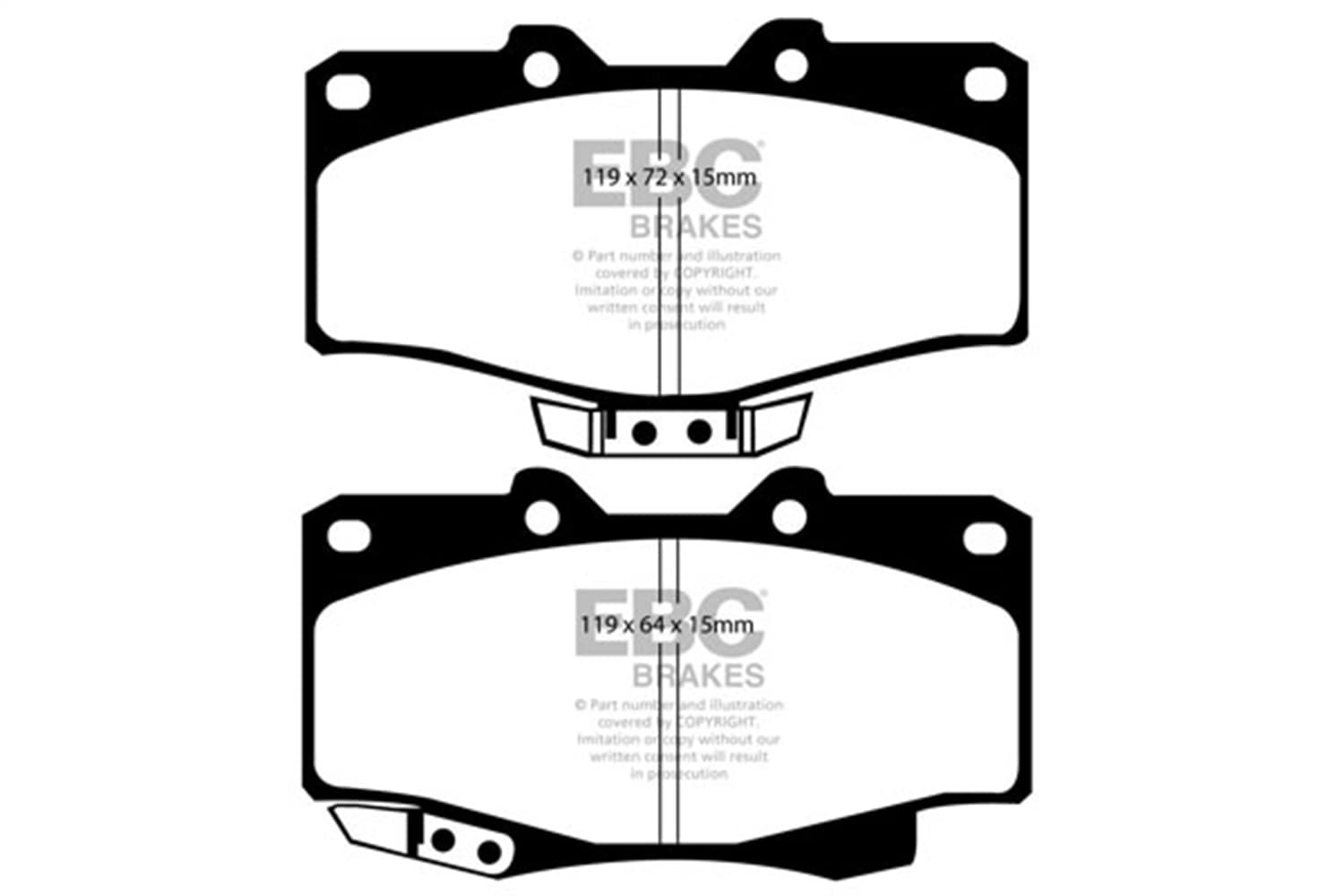 EBC Brakes Truck/SUV Extra Duty Brake Pads; FMSI Pad No. D436; Pad Dimensions: 119 x 64 x 15mm;