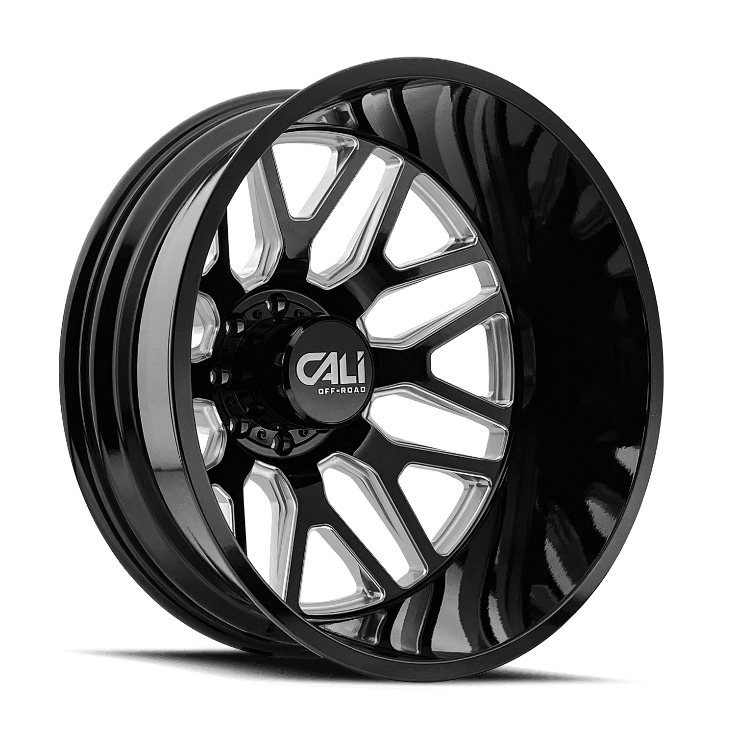 Cali Offroad Dually Wheels Invader Dually 9115D GB-M 22x8.25 Milled Spokes Gloss Black 8 On 200 Bolt Pattern -192 Offset Cali Offroad Wheels