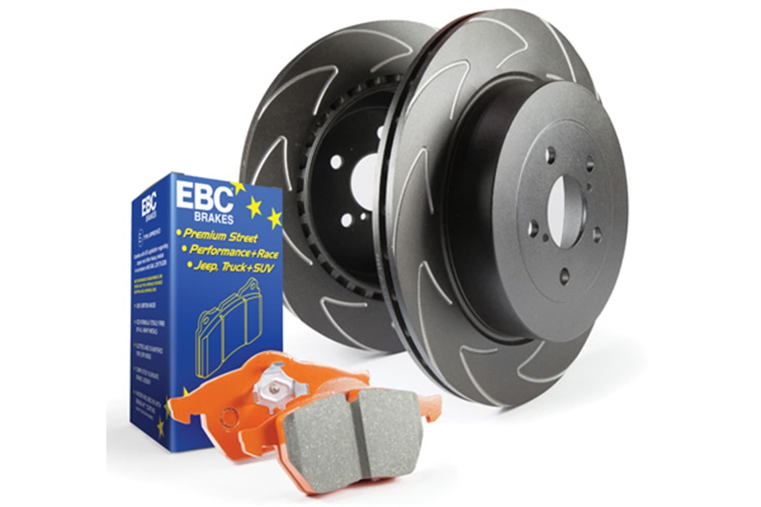 EBC Brakes S7 Kits Orangestuff and BSD Rotors; Front; FMSI Pad No. D1322; Vented; 5 Bolt Holes; 345mm Dia.; 52.1mm Height; 30mm Thick; 68mm Center Hole Dia.;