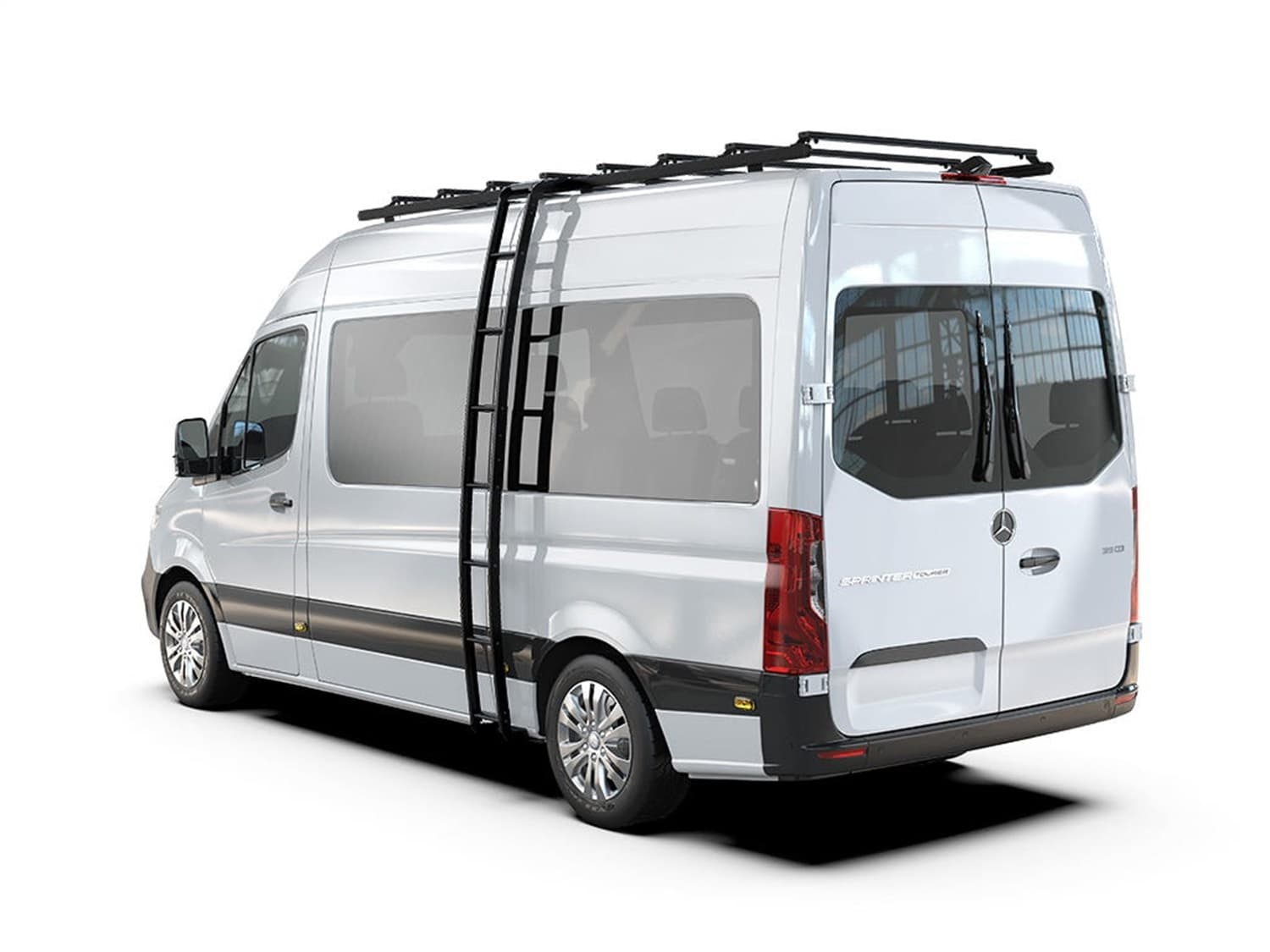 Front Runner Slimpro Van Rack Ladder; For 2007-2023 Mercedes-Benz Sprinter 2nd Gen 906 L1\/SWB/3rd Gen 907\/910 L2\/MWB/3rd Gen 907\/910 L3+L4\/LWB;